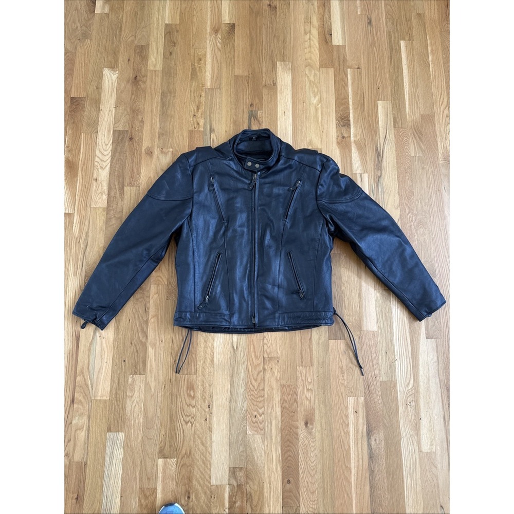 Men's Black Leather Motorcycle Jacket  XL (48) USA Bikers Dream‎ Apparel Lines